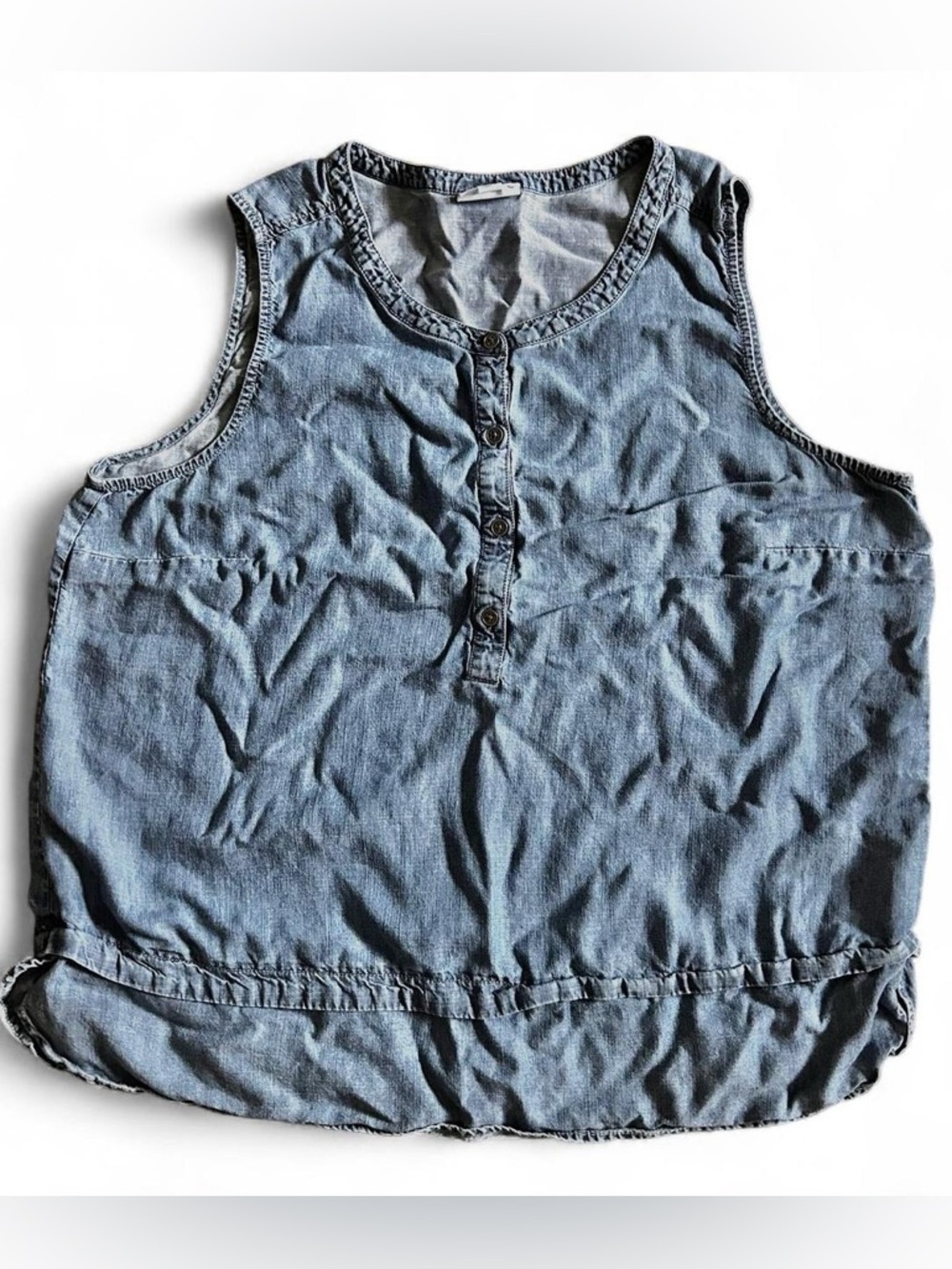 j.jill blue buttery soft denim summer 1/2,bottom up shirt Size XL